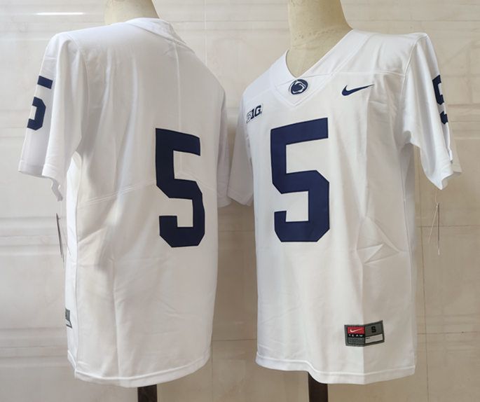 Men Penn State Natty Lions #5 No Name White Nike 2025 NCAA Jersey